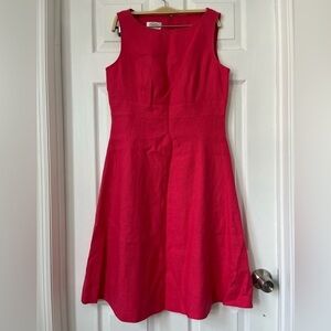 Talbots Irish Linen Fit & Flare A-line hot pink Dress Size 8